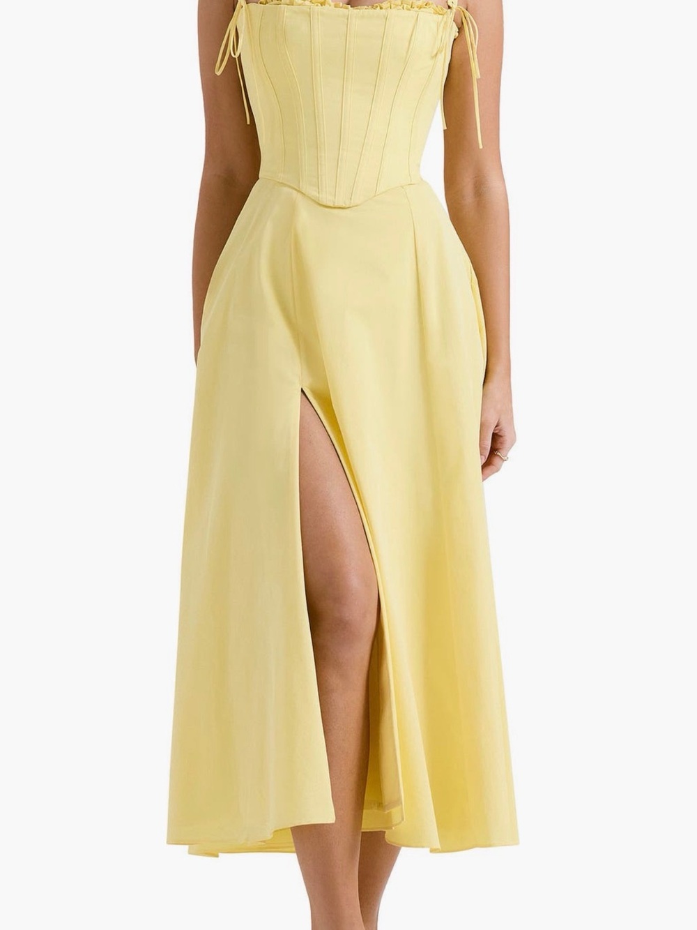 House of CB Pale Yellow Corset Maxi Dress